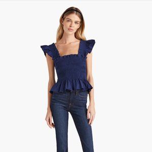Hillhouse Paz Linen Top Navy S
